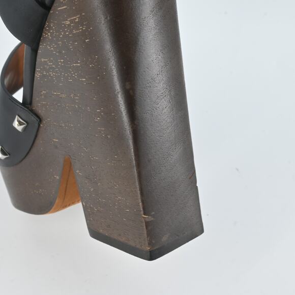 GIVENCHY Black Studded Leather Wooded Platforms Size 37 - Picture 16 of 16